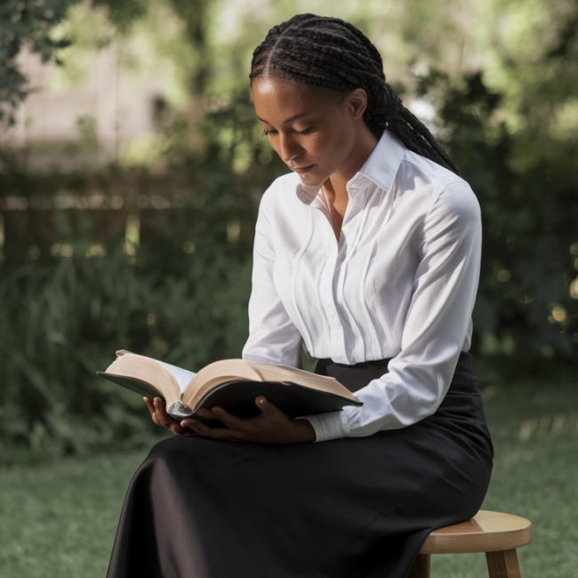 Connect & Serve 1 lady studying the bible